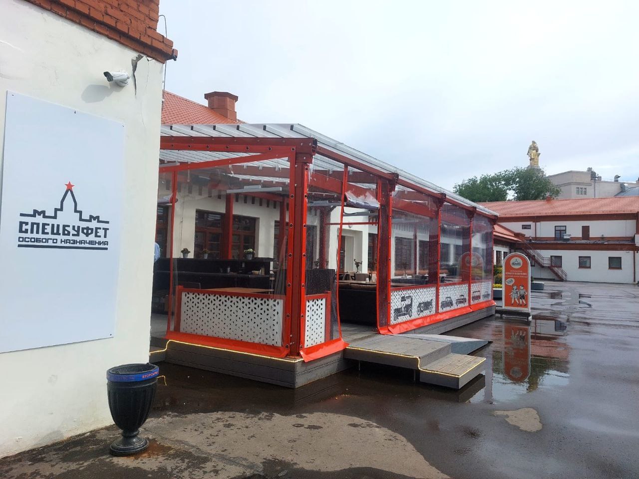 ПВХ шторы для летней террасы кафе в Унече
